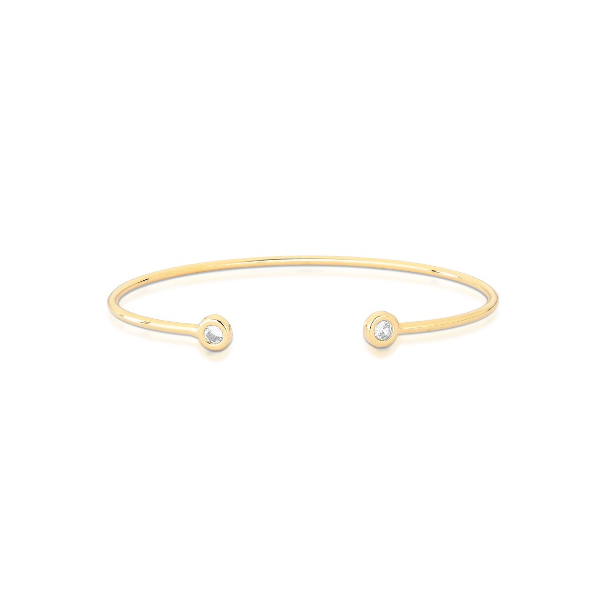 Bracelete Aberto Folheado A Ouro 18k Com Zircônias Minimalistas