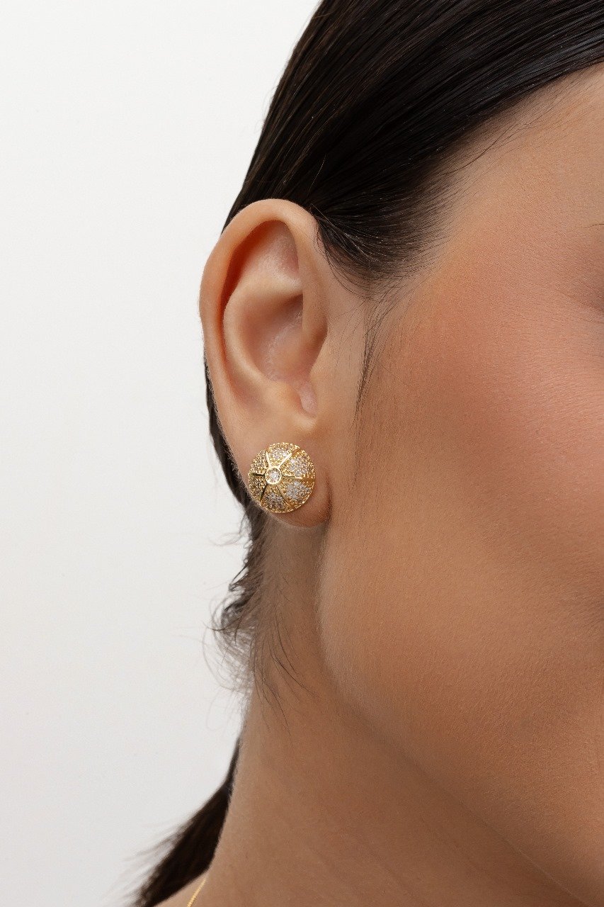 Brinco Redondo Com Zircônias Cravejadas Folheado A Ouro 18k