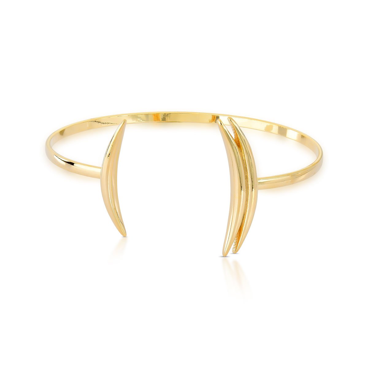 Bracelete Aberto Folheado A Ouro 18k Com Formas Orgânicas
