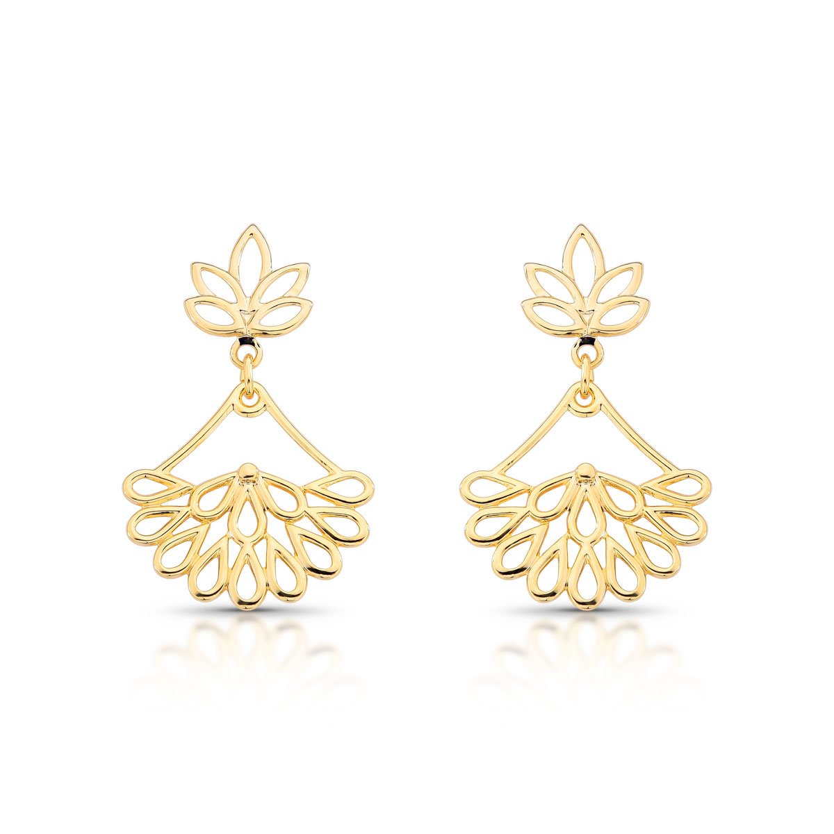 Brinco Articulado Com Folhas Vazadas Folheado A Ouro 18k – Inspiração Orgânica