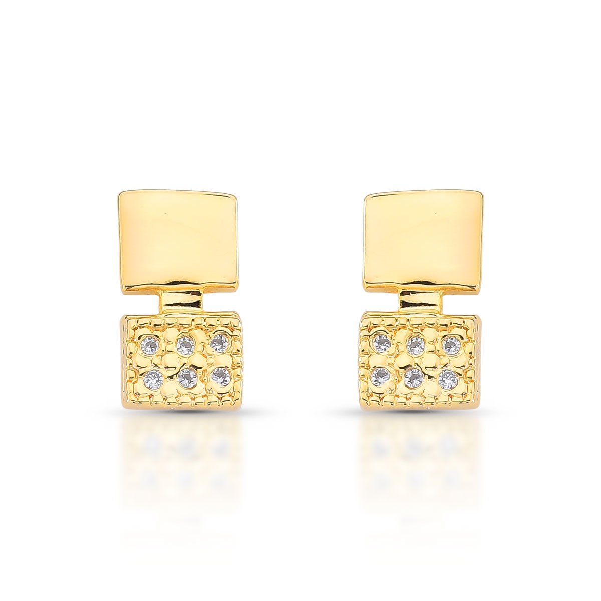 Brinco Quadrado Com Zircônias Folheado A Ouro 18k – Estilo Com Brilho