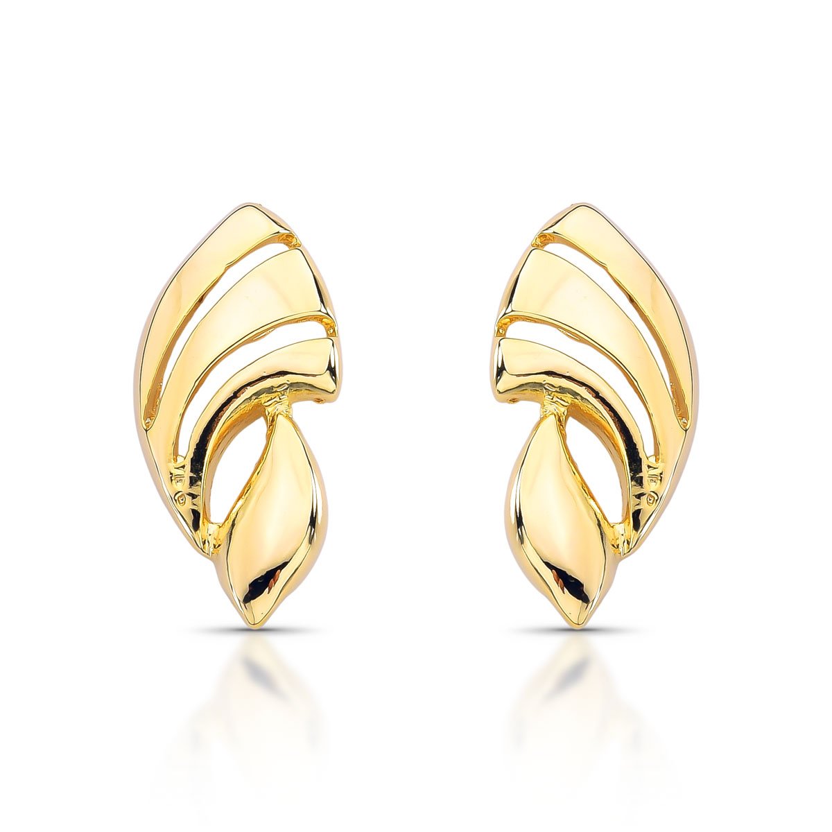Brinco Esculpido Orgânico Vazado Folheado A Ouro 18k