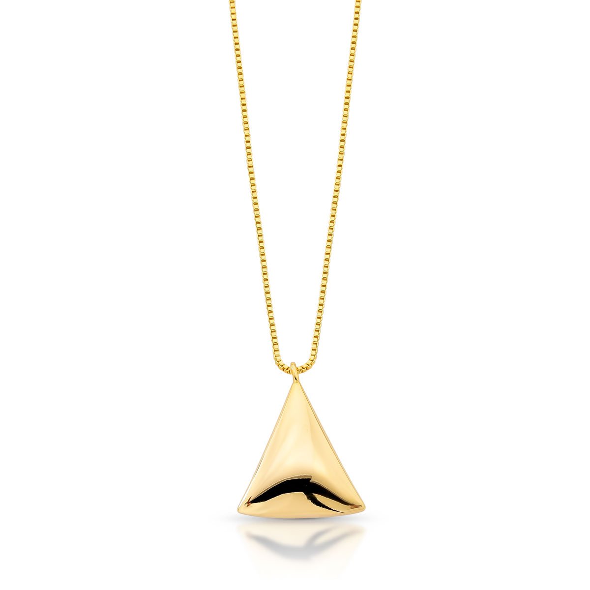 Colar Com Pingente Triangular Polido Folheado A Ouro 18k
