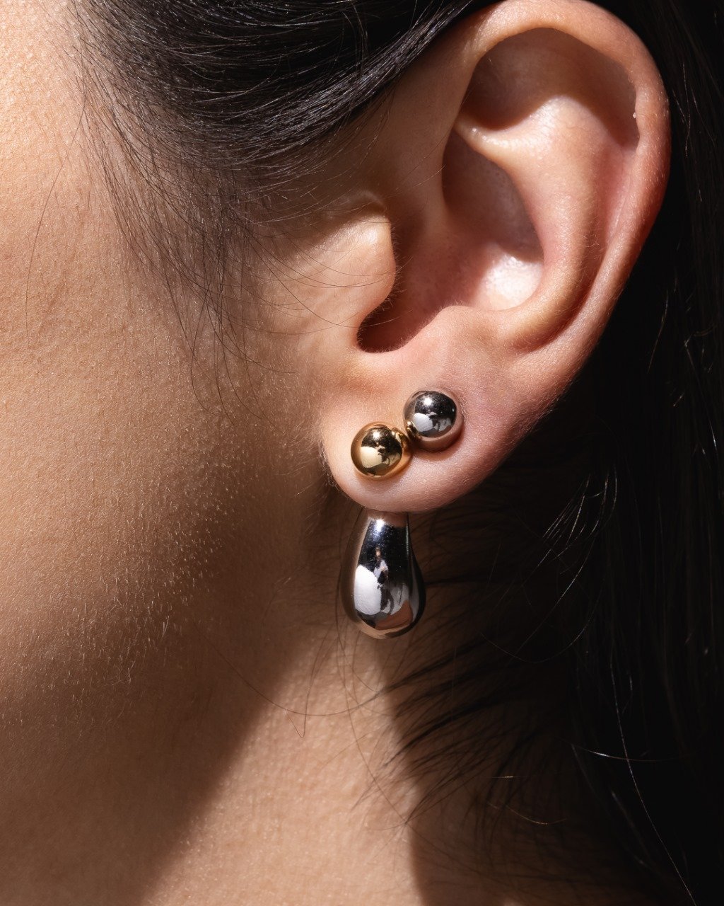 Brinco Ear Jacket Moderno Gota – Folheado A Ouro 18k