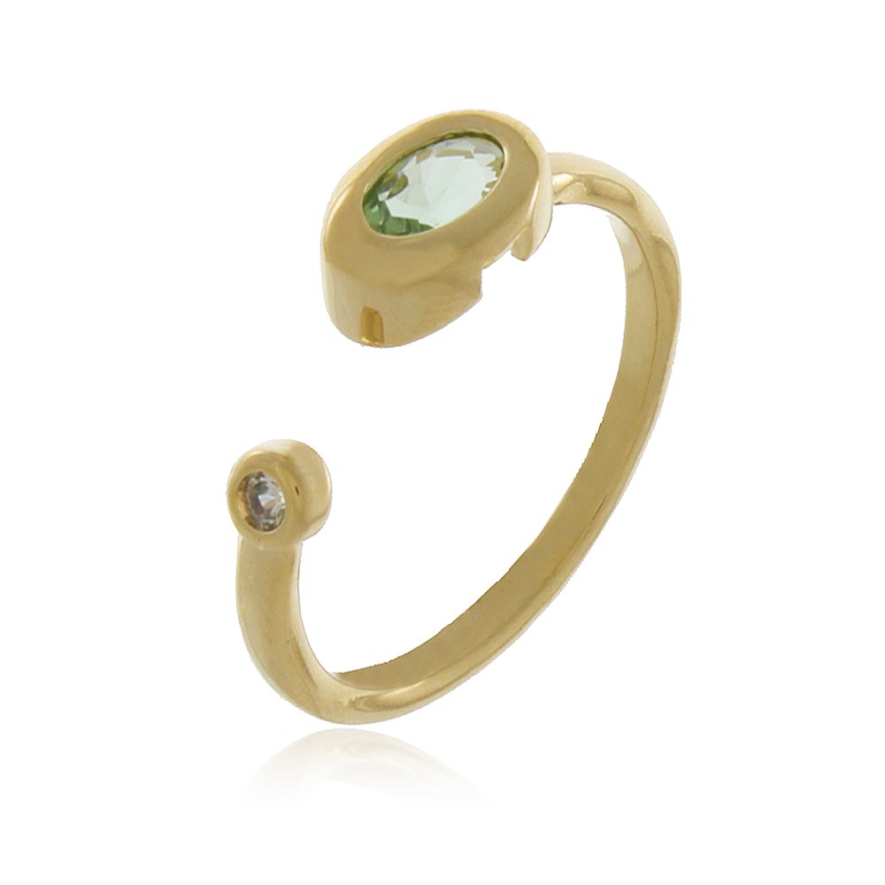 Anel Ajustável Com Zircônias – Folheado A Ouro 18k