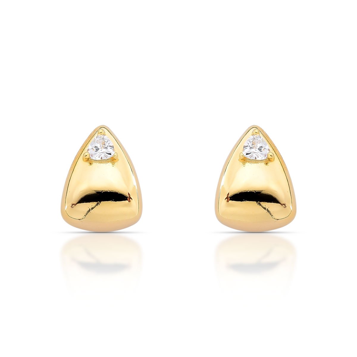 Brinco Triangular Com Zircônia Cúbica Folheado A Ouro 18k