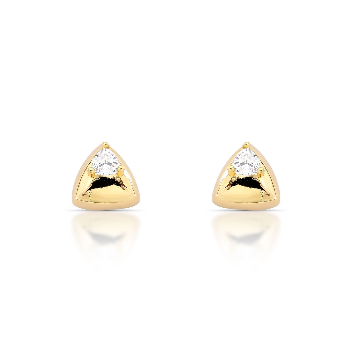 Brinco Triangular Pequeno Com Zircônia Cúbica Em Ouro 18k