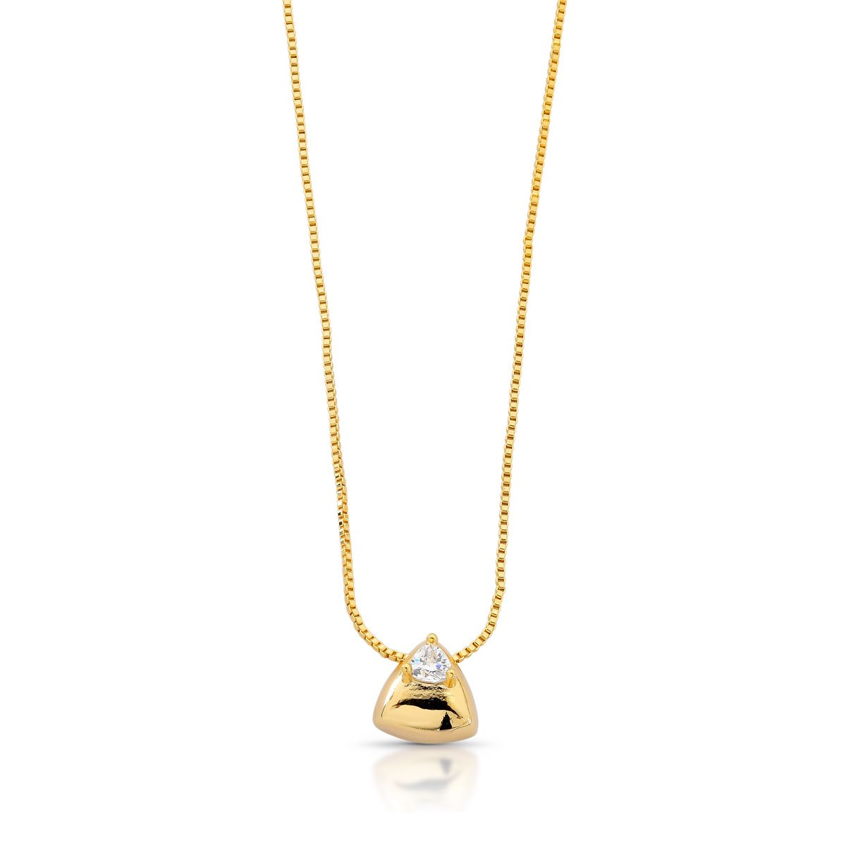 Colar Com Pingente Triangular E Zircônia Em Ouro 18k