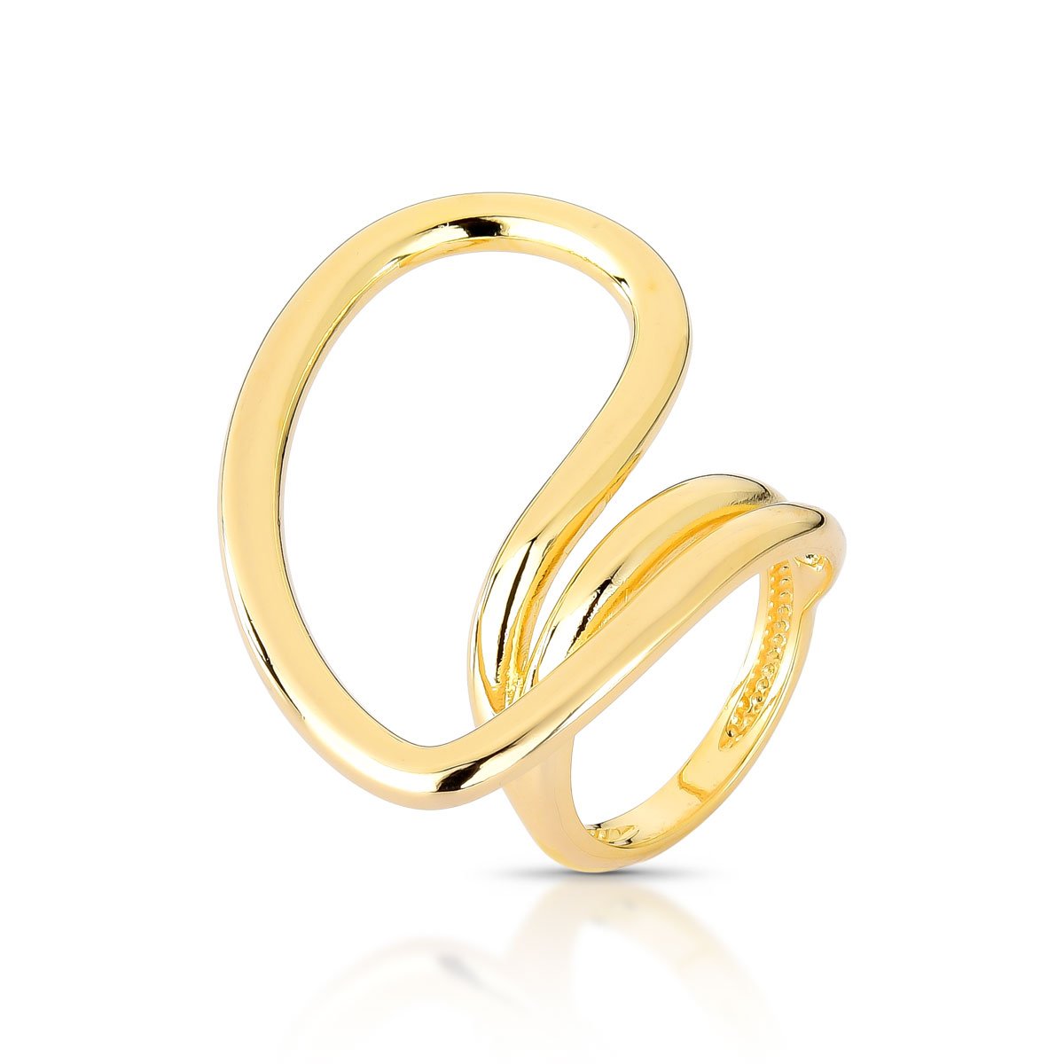 Anel Orgânico Com Design Fluido Folheado A Ouro 18k