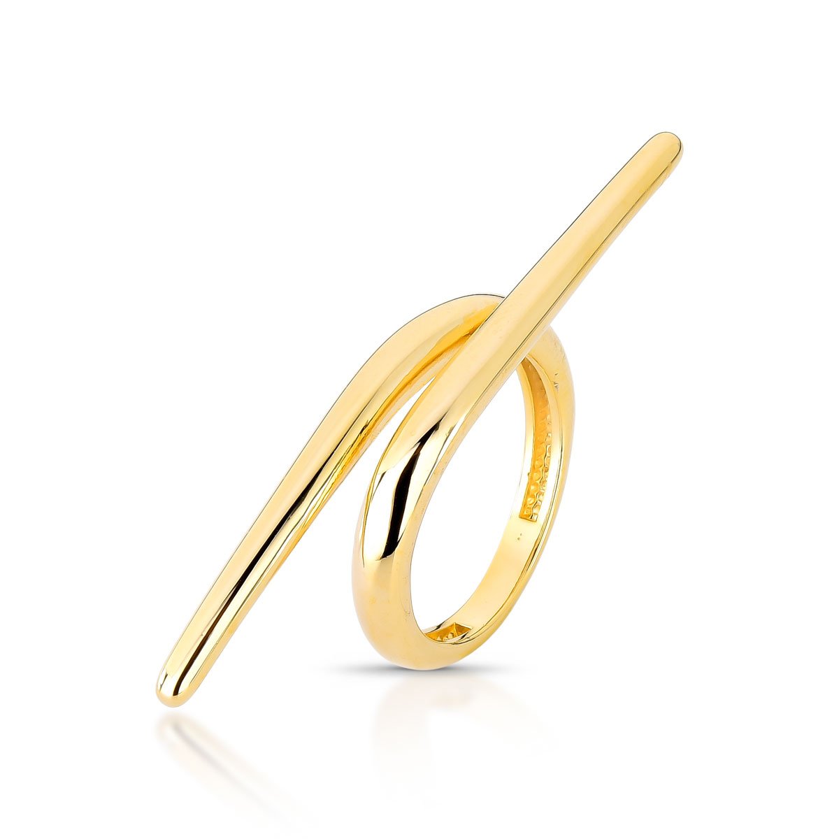 Anel Assimétrico Com Design Fluido Folheado A Ouro 18k