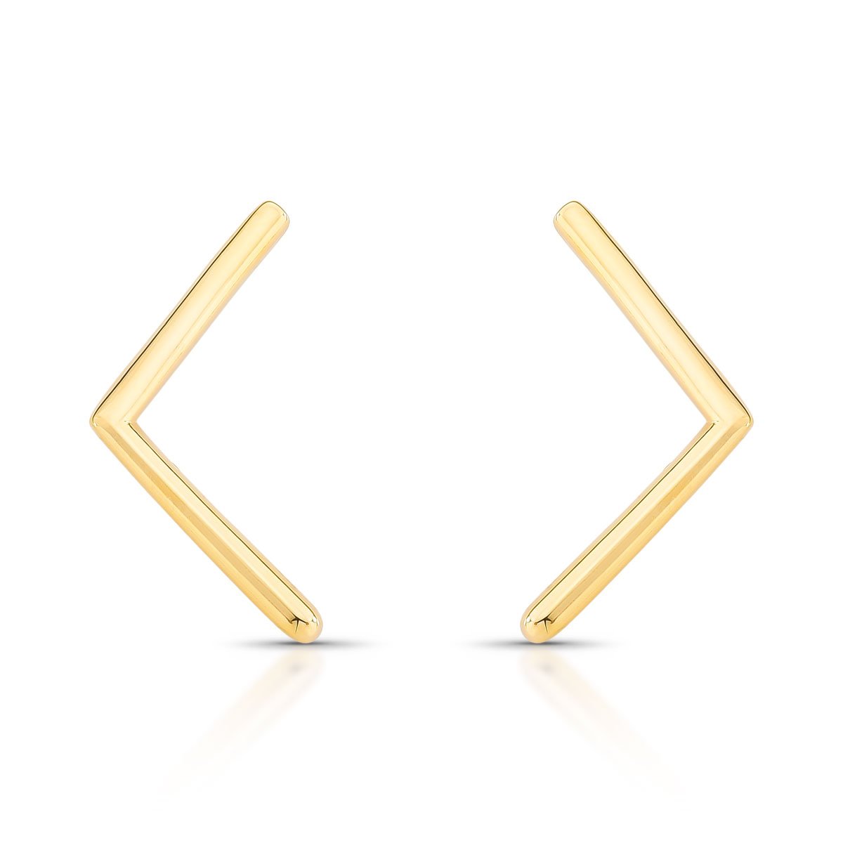 Brinco Ear Cuff V Minimalista Liso – Folheado A Ouro 18k