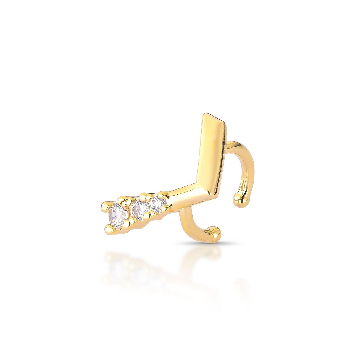 Piercing Fake Em V Com Zircônias – Folheado A Ouro 18 K