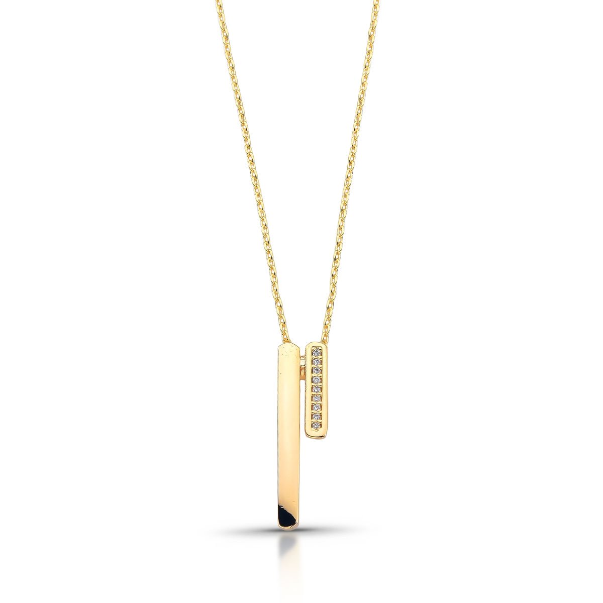 Gargantilha Barras Assimétricas Com Zircônias Folheado A Ouro 18k