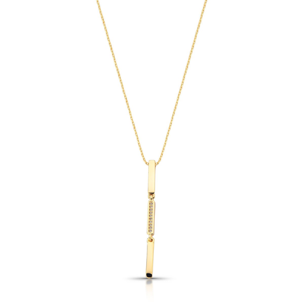 Colar Barras Articuladas Com Zircônias Folheado A Ouro 18k
