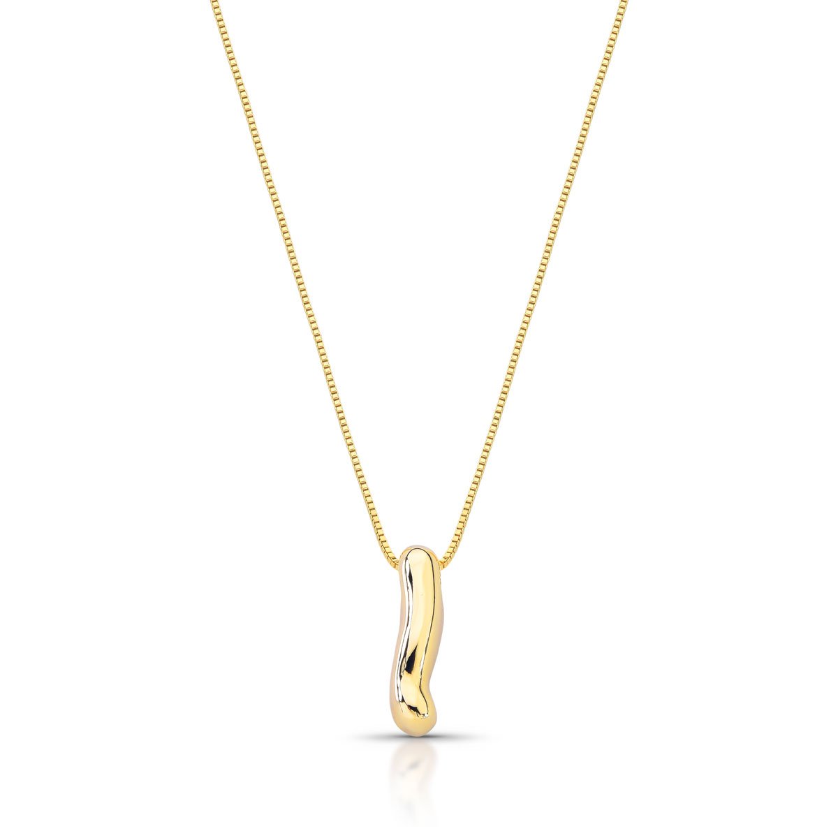 Colar Com Pingente Orgânico Polido Folheado A Ouro 18k