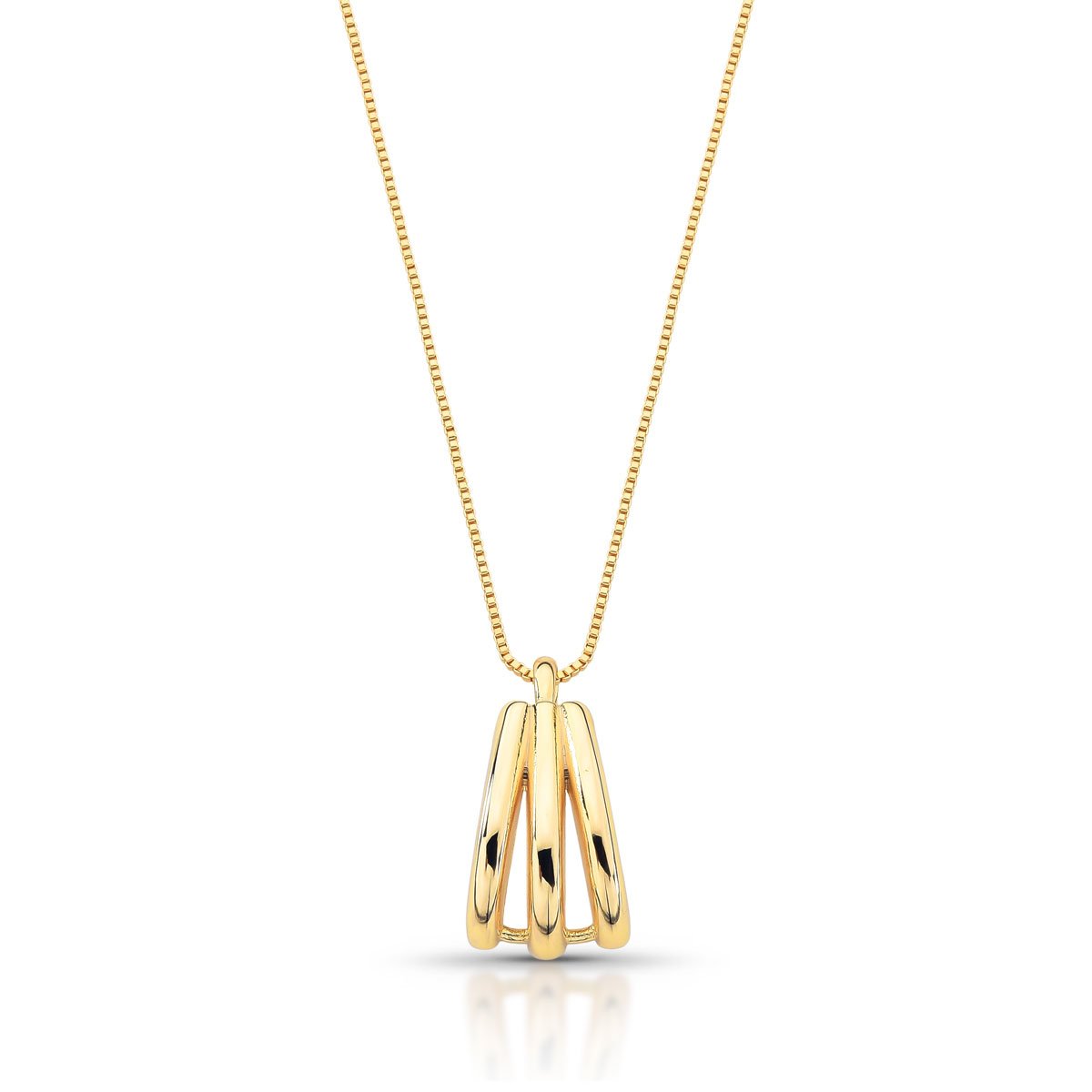 Colar Com Pingente De Hastes Curvas Vazadas Folheado A Ouro 18k