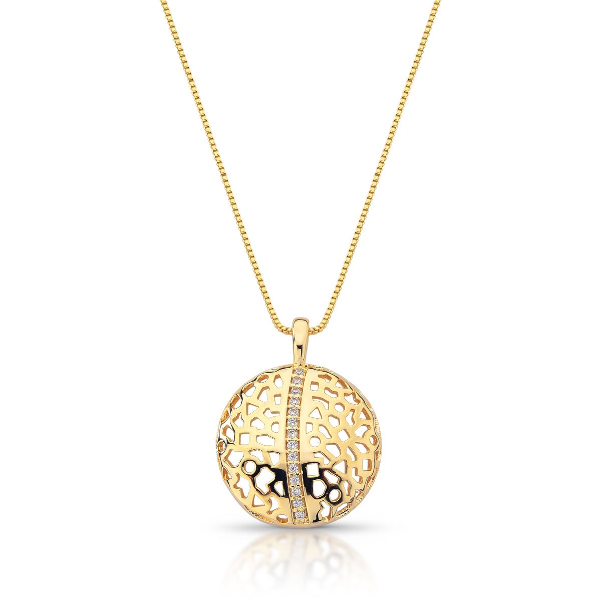 Colar Redondo Rendado Com Zircônias – Folheado A Ouro 18k