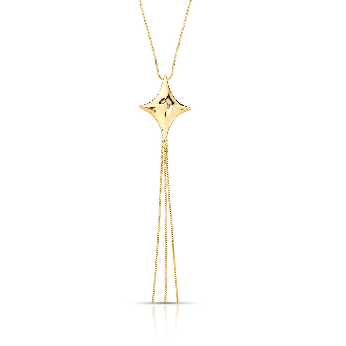 Colar Estrela Esculpida Com Fios Longos – Folheado A Ouro 18k