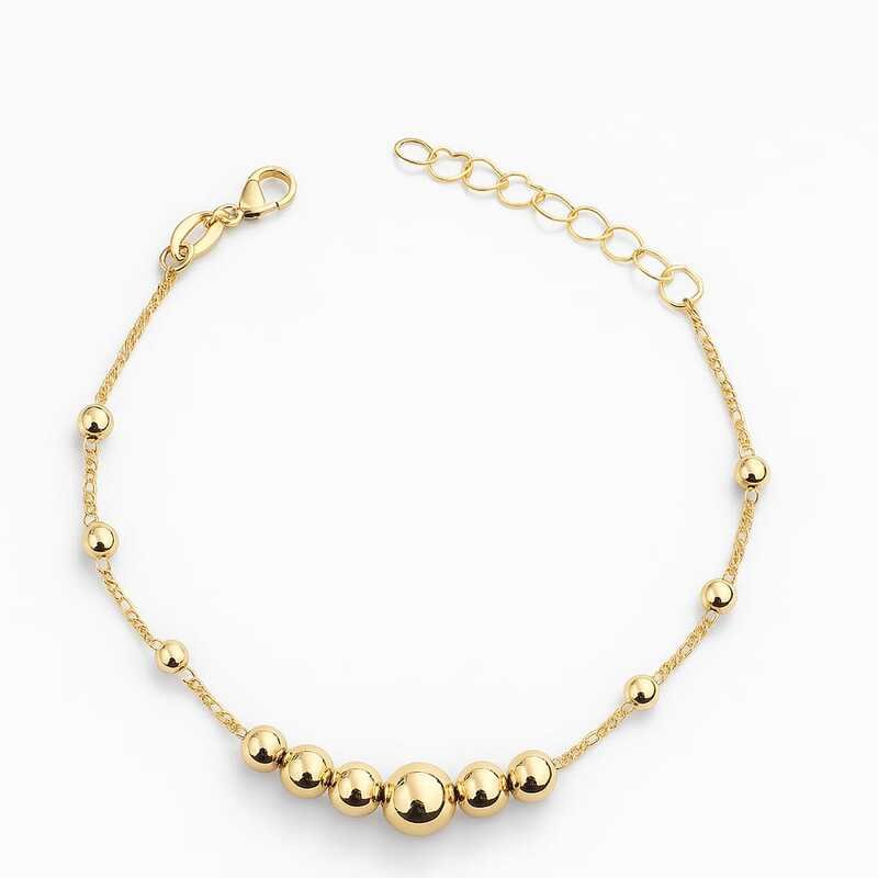 Pulseira Bolinhas Lisas Variadas Em Corrente Fina