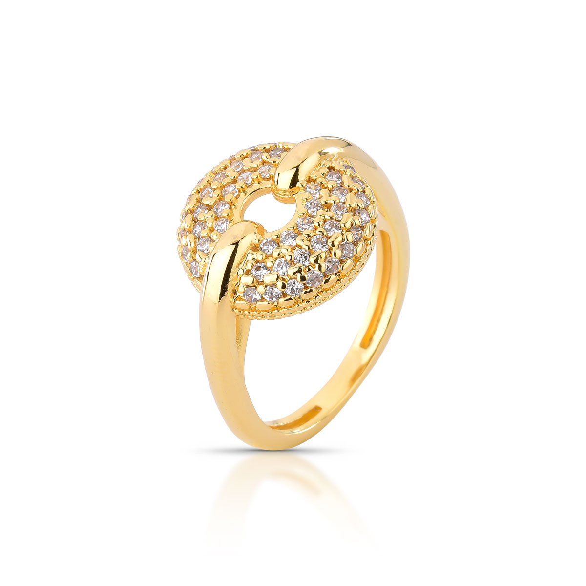 Anel Circular Cravejado Com Zircônias – Folheado A Ouro 18k