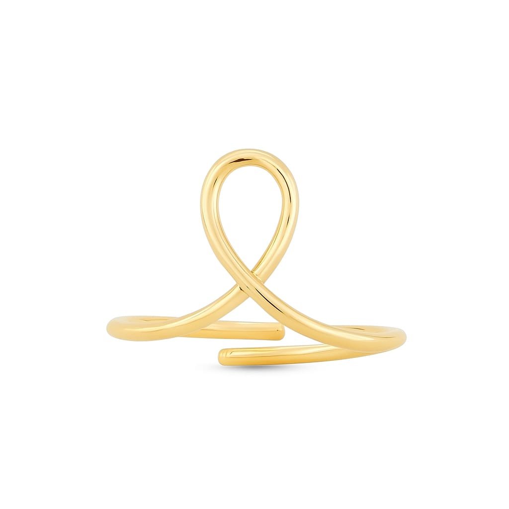 Anel Regulável Fio Com Laçada Folheado A Ouro 18k