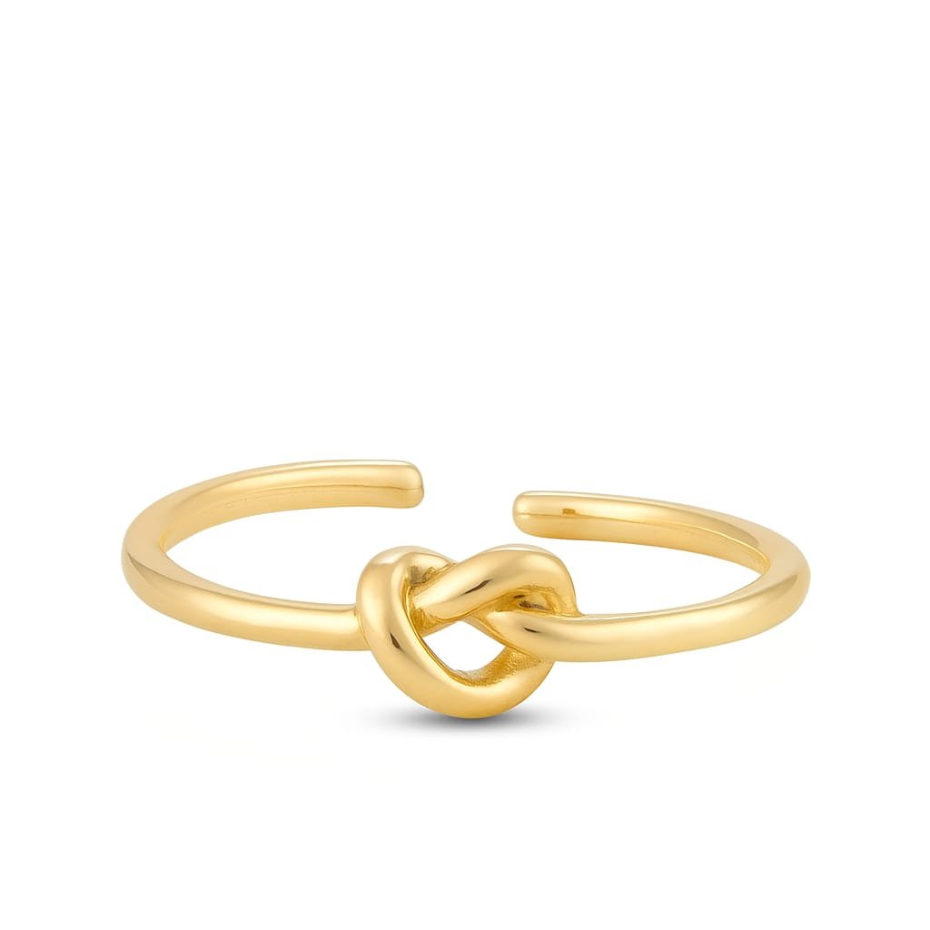 Anel Regulável Fio Com Nó Folheado A Ouro 18k